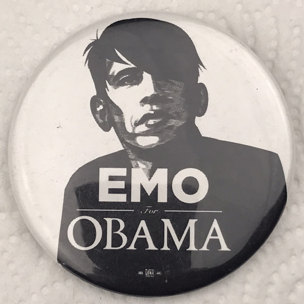 Emo For Obama Political Pin Button 2008 Humor Funny